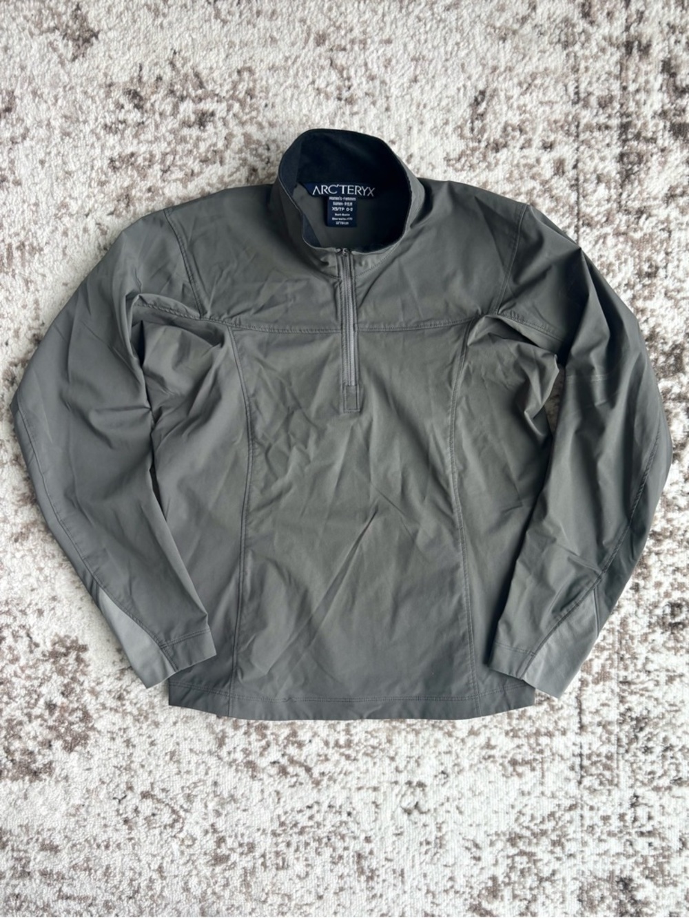 Arc'teryx Olive Gray Lightweight 1/4 Zip Pullover Softshell Jacket